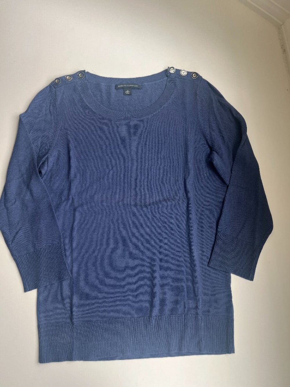 Banana Republic Blue Crewneck Sweater with Button Details